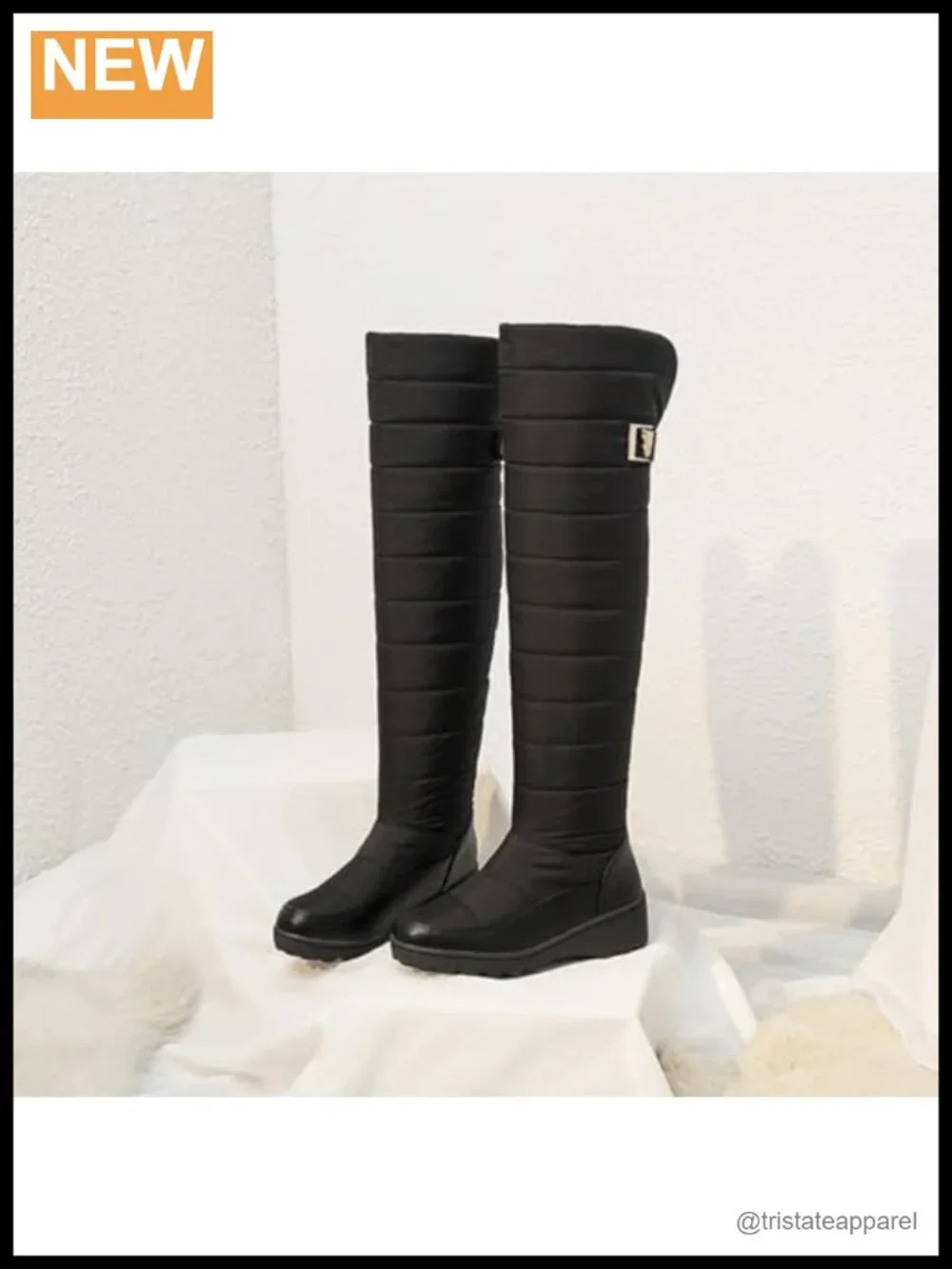 Warm Fur Lined Over The Knee Snow Boots Waterproof Thick Sole Winter